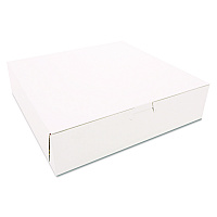 White One-Piece Non-Window Bakery Boxes, 10 x 10 x 2.5, White, Paper, 250/Carton (0969)