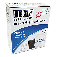 Drawstring Trash Bags, Drawstring, 13 gal, 24" x 28", White, 40 Bags/Roll, 2 Rolls/Box (N4828EWRC1)