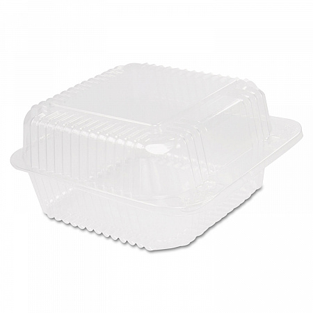 StayLock Clear Hinged Lid Containers, 6.5 x 6.1 x 3, Clear, Plastic, 125/Pack, 4 Packs/Carton (C25UT1)