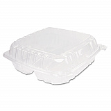 ClearSeal Hinged-Lid Plastic Containers, 3 Compartments, 9.4 x 8.9 x 3, Plastic, 100/Bag, 2 Bags/Carton (C95PST3)