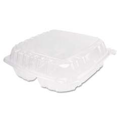 Dart ClearSeal Hinged-Lid Plastic Containers, 3-Compartment, 9.5 x 9 x 3, 100/Bag, 2 Bags/Carton (C95PST3)