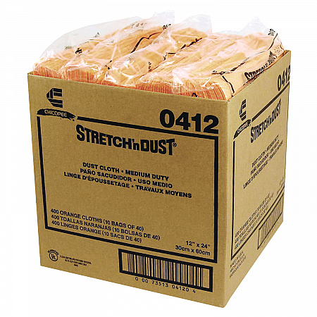 Stretch 'n Dust Cloths, 11.63 x 24, Yellow, 40 Cloths/Pack, 10 Packs/Carton (0412)