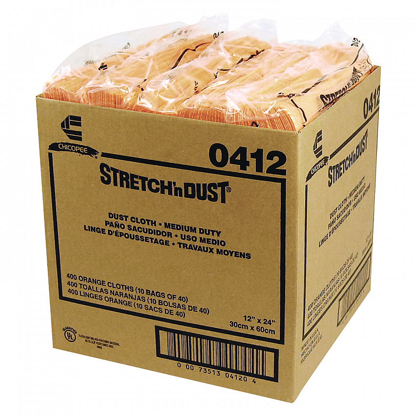 Stretch 'n Dust Cloths, 11.63 x 24, Yellow, 40 Cloths/Pack, 10 Packs/Carton (0412)