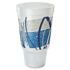 Dart Impulse Hot/Cold Foam Drinking Cup, 32 oz, Flush Fill, Pedestal Base, White/Blue/Gray, 16/Bag, 25 Bags/Carton (32AJ20E)
