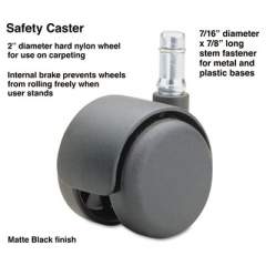 Master Caster Safety Casters, Standard Neck, Nylon, B Stem, 110 lbs/Caster, 5/Set (64234)
