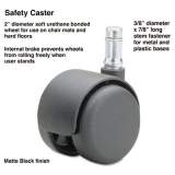 Master Caster Safety Casters, Standard Neck, Polyurethane, K Stem, 110 lbs/Caster, 5/Set (65534)