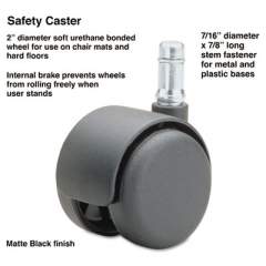 Master Caster Safety Casters,Standard Neck, Polyurethane, B Stem, 110 lbs/Caster, 5/Set (64334)