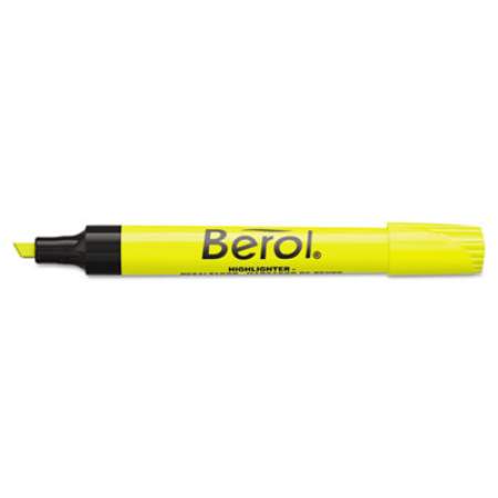 Berol 4009 Chisel Tip Highlighter, Fluorescent Yellow Ink, Chisel Tip, Yellow/Black Barrel, Dozen (64324)
