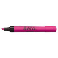 Berol 4009 Chisel Tip Highlighter, Pink Ink, Chisel Tip, Pink/Black Barrel, Dozen (64327)