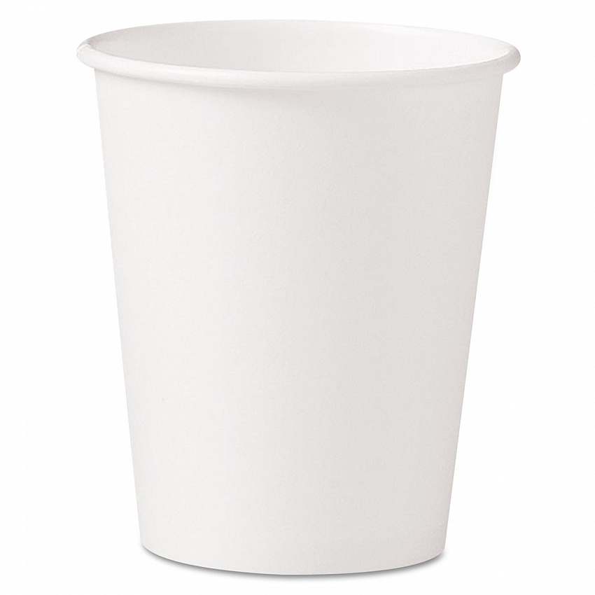 Single-Sided Poly Paper Hot Cups, 10 oz, White, 50/Sleeve, 20 Sleeves/Carton (370W)