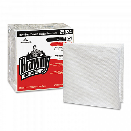 Heavy Duty Quarterfold Shop Towels, 13 x 13, White, 70/Pack, 12 Packs/Carton (25024)