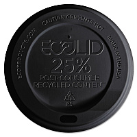 EcoLid 25% Recycled Content Hot Cup Lid, Fits 10 oz to 20 oz Hot Cups, Plastic, Black, 100/Pack, 10 Packs/Carton (EPHL16BR)