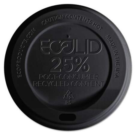 Eco-Products EcoLid 25% Recycled Content Hot Cup Lid, Black, Fits 10 oz to 20 oz Cups, 100/Pack, 10 Packs/Carton (EPHL16BR)