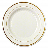 Masterpiece Plastic Plates, 6" dia, Ivory/Gold, 10/Pack, 15 Packs/Carton (MP6IPREM)