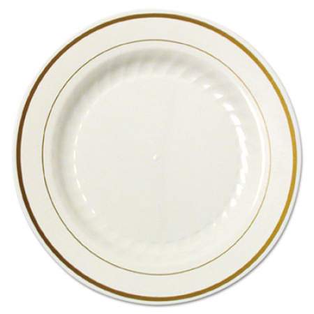 WNA Masterpiece Plastic Plates, 6 In., Ivory W/gold Accents, Round (MP6IPREM)