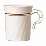Masterpiece Plastic Mugs, 8 oz, Ivory with Gold Print, 8/Pack, 24 Pack/Carton (CWM8192IPREM)