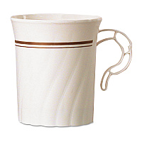 Masterpiece Plastic Mugs, 8 oz, Ivory with Gold Print, 8/Pack, 24 Pack/Carton (CWM8192IPREM)