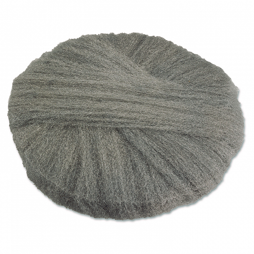 Radial Steel Wool Pads, Grade 2 (Coarse): Stripping/Scrubbing, 20" Diameter, Gray, 12/Carton (120202)