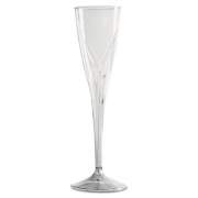 WNA Classicware One-Piece Champagne Flutes, 5 oz, Clear, Plastic, 10/Pack, 10 Packs/Carton (CWSC5)