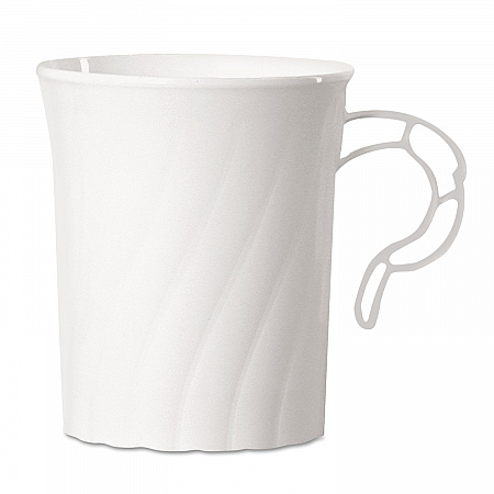 Classicware Plastic Mugs, 8 oz, White, 8/Pack, 24 Packs/Carton (CWM8192W)