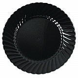 Classicware Plastic Plates, 6" dia, Black, 10/Pack, 18 Packs/Carton (CW6180BK)