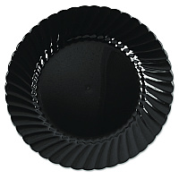Classicware Plastic Plates, 6" dia, Black, 10/Pack, 18 Packs/Carton (CW6180BK)