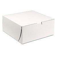 White One-Piece Non-Window Bakery Boxes, 9 x 9 x 4, White, Paper, 200/Carton (0961)