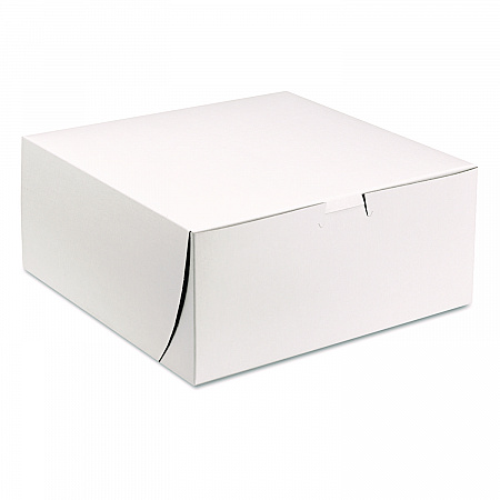 White One-Piece Non-Window Bakery Boxes, 9 x 9 x 4, White, Paper, 200/Carton (0961)
