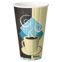 Dart Duo Shield Insulated Paper Hot Cups, 16 oz, Tuscan Cafe, Chocolate/Blue/Beige, 35/Pack (IC16J7534PK)
