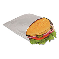 Foil Single-Serve Bags, Unlabeled Burger, 6" x 0.75" x 6.5", Silver, 1,000/Carton (300533)