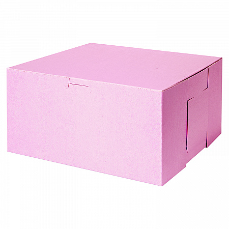 Pink One-Piece Non-Window Bakery Box, 10 x 10 x 5, Pink, Paper, 100/Carton (0878)
