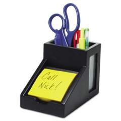 Victor Midnight Black Collection Pencil Cup with Note Holder, 4 x 6 3/10 x 4 1/2, Wood (95055)
