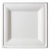 Eco-Products Renewable and Compostable Square Sugarcane Plates, Large, Natural White, 50/Pack, 5 Packs/Carton (EPP023)