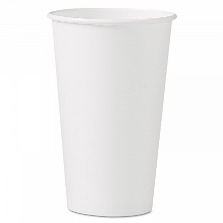 Single-Sided Poly Paper Hot Cups, 16 oz, White, 50/Sleeve, 20 Sleeves/Carton (316W)