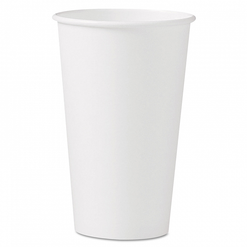Single-Sided Poly Paper Hot Cups, 16 oz, White, 50/Sleeve, 20 Sleeves/Carton (316W)