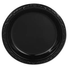 Genpak Silhouette Plastic Plates, 9" dia, Black, 400/Carton (BLK09)