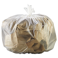 High-Density Can Liners, 33 gal, 13 mic, 33" x 39", Natural, Perforated Roll, 25 Bags/Roll, 10 Rolls/Carton (333916)
