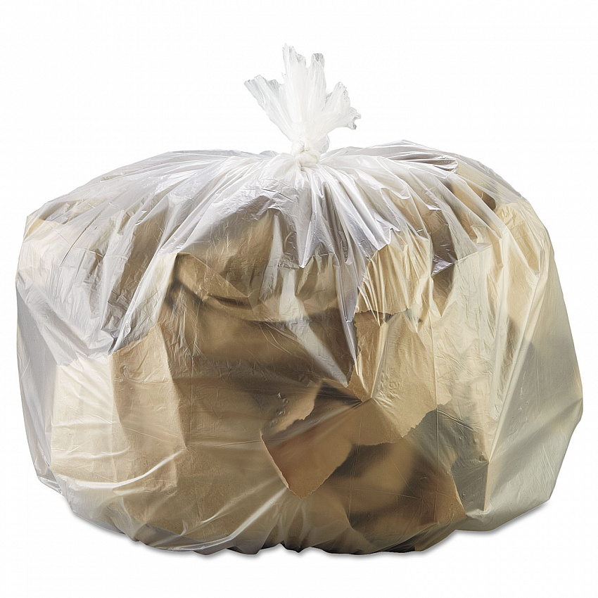 High-Density Can Liners, 33 gal, 13 mic, 33" x 39", Natural, Perforated Roll, 25 Bags/Roll, 10 Rolls/Carton (333916)