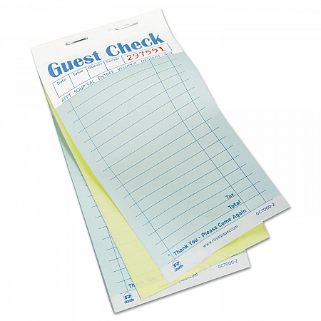 Guest Check Pad, 17 Lines, Two-Part Carbonless, 3.6 x 6.7, 50 Forms/Pad, 50 Pads/Carton (GC70002)