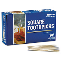 Square Wood Toothpicks, 2.75", Natural, 800/Box, 24 Boxes/Carton (R820SQ)