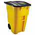 Square Brute Rollout Container, 50 gal, Molded Plastic, Yellow (9W27YEL)