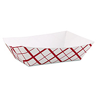 Paper Food Baskets, 3 lb Capacity, 7.2 x 4.95 x 1.94, Red/White, Paper, 500/Carton (0425)