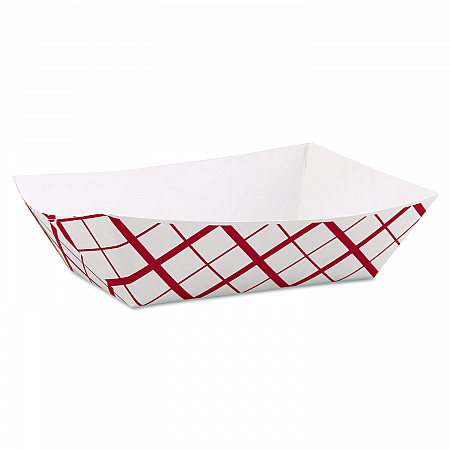 Paper Food Baskets, 3 lb Capacity, 7.2 x 4.95 x 1.94, Red/White, Paper, 500/Carton (0425)