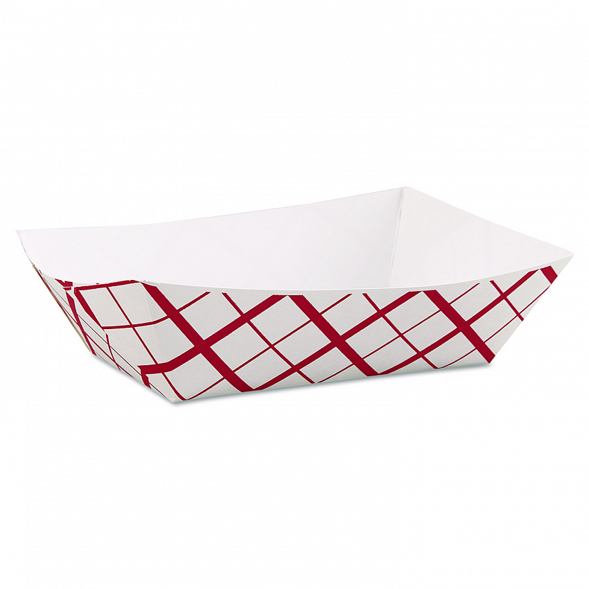 Paper Food Baskets, 3 lb Capacity, 7.2 x 4.95 x 1.94, Red/White, Paper, 500/Carton (0425)