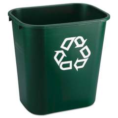 Rubbermaid Commercial Deskside Paper Recycling Container, Rectangular, Plastic, 7 gal, Green (295606GREEA)