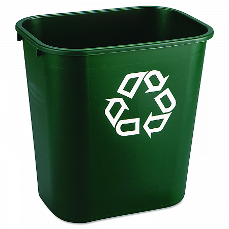Deskside Plastic Container for Paper Recycling, 7 gal, Plastic, Green (295606GREEA)