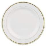 WNA Masterpiece Plastic Plates, 10 1/4in, Ivory W/gold Accents, Round (MP10IPREM)
