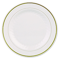 Masterpiece Plastic Plates, 10.25" dia, Ivory/Gold, 10/Pack, 12 Packs/Carton (MP10IPREM)