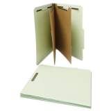 Universal Six--Section Pressboard Classification Folders, 2 Dividers, Letter Size, Gray-Green, 10/Box (10273)