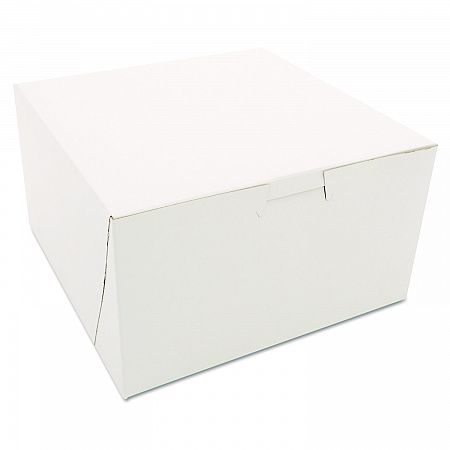 White One-Piece Non-Window Bakery Boxes, 7 x 7 x 4, White, Paper, 250/Carton (0921)